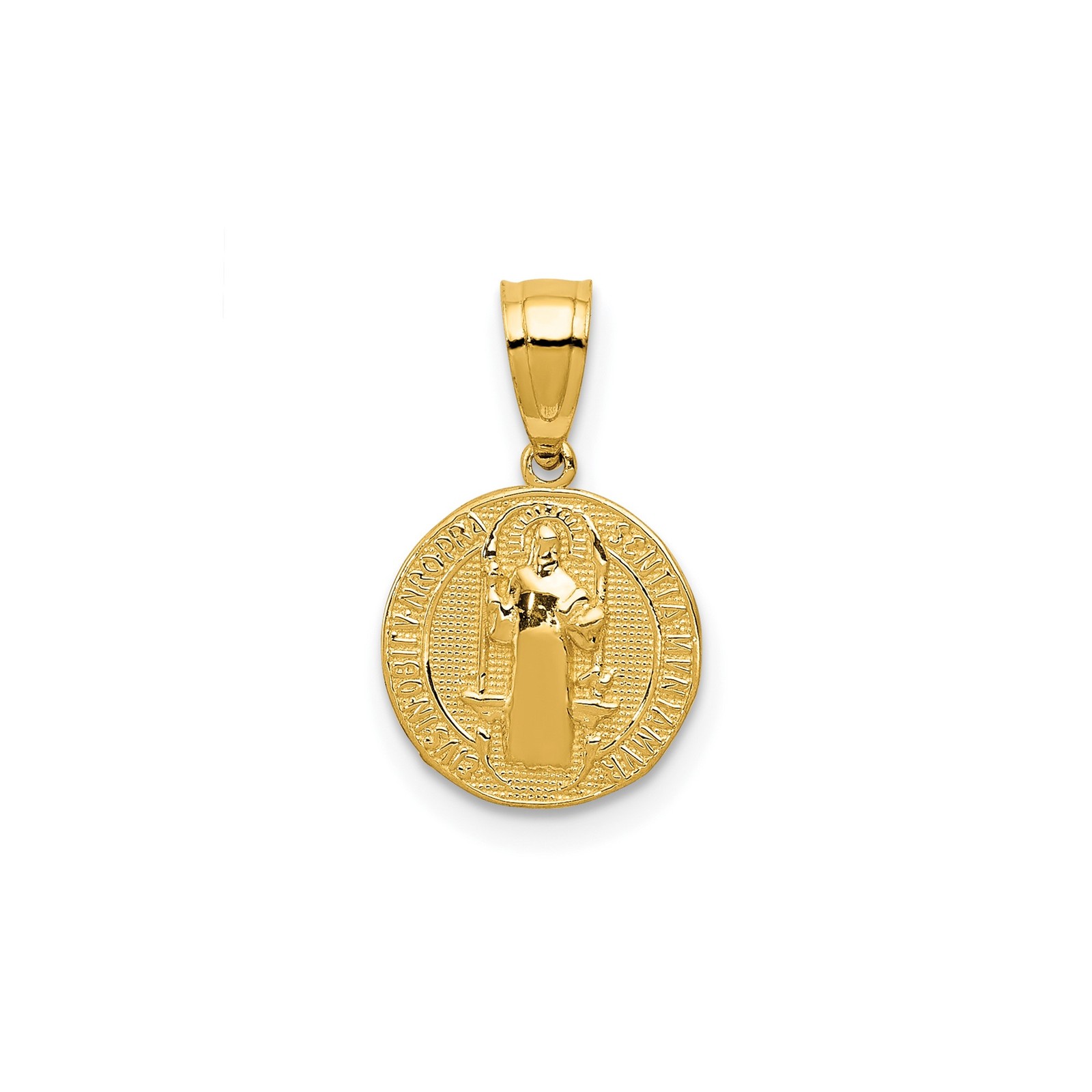 10k Yellow Gold Saint Benedict Medal Pendant Latin Cross Catholic Christian Devo
