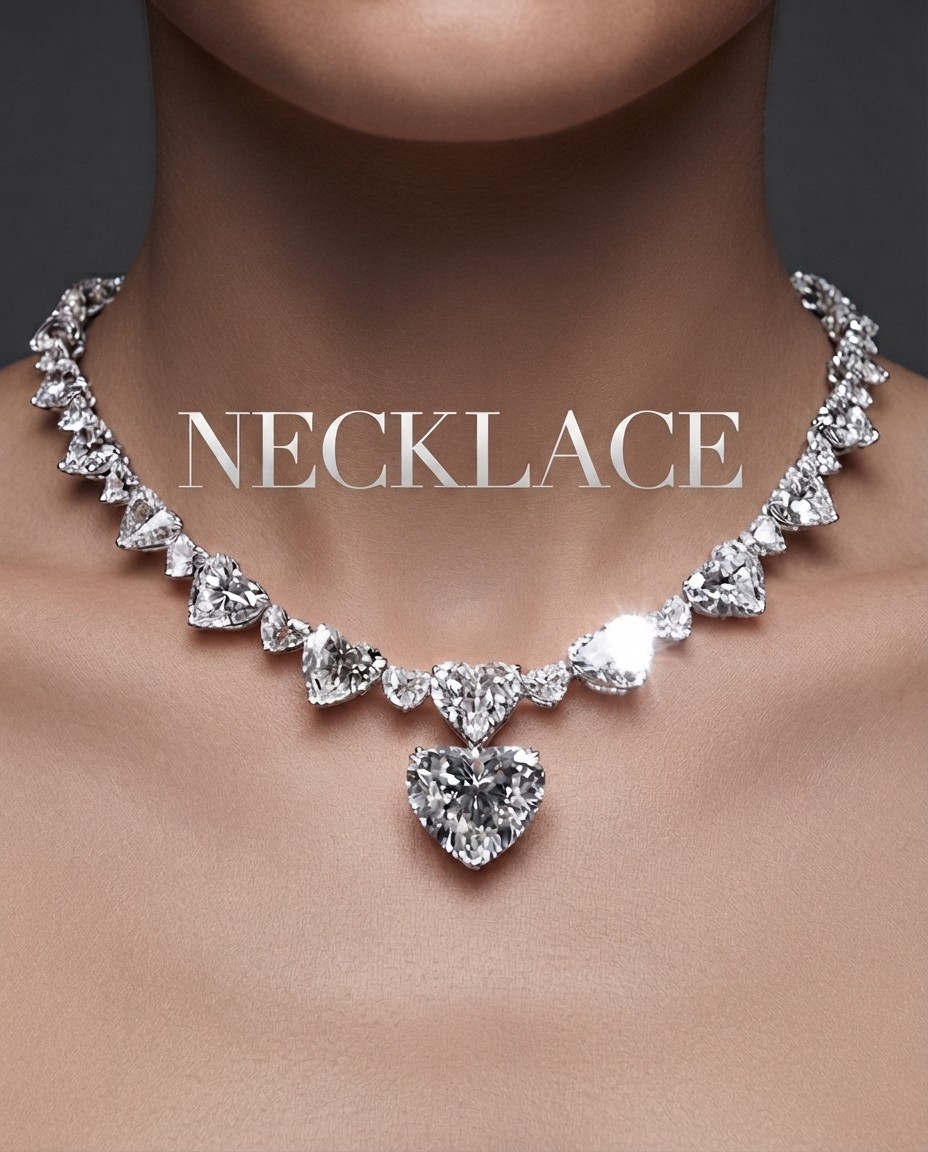 Women’s Tennis Necklace 30Ct Heart Cut Simulated Diamond 14K White Gold Plated
