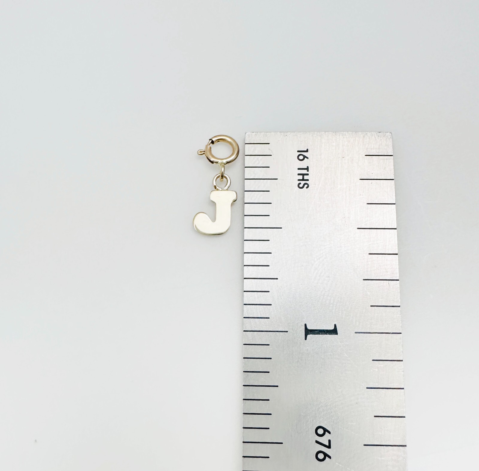 14K Solid Yellow Gold Mini/Very Small ‘J’ Initial Charm Pendant w/Spring Clasp