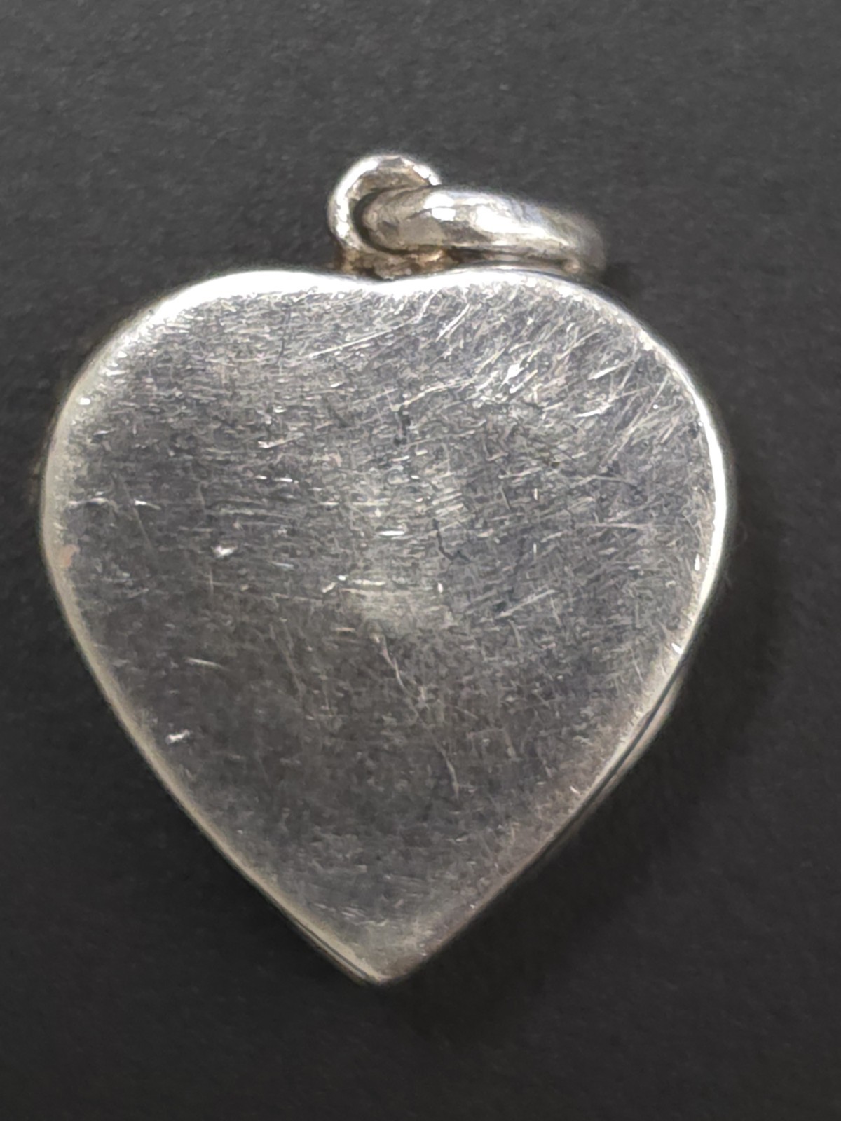 925 Sterling Silver Heart Locket Pendant w/ Round Gray Marcasite, Love