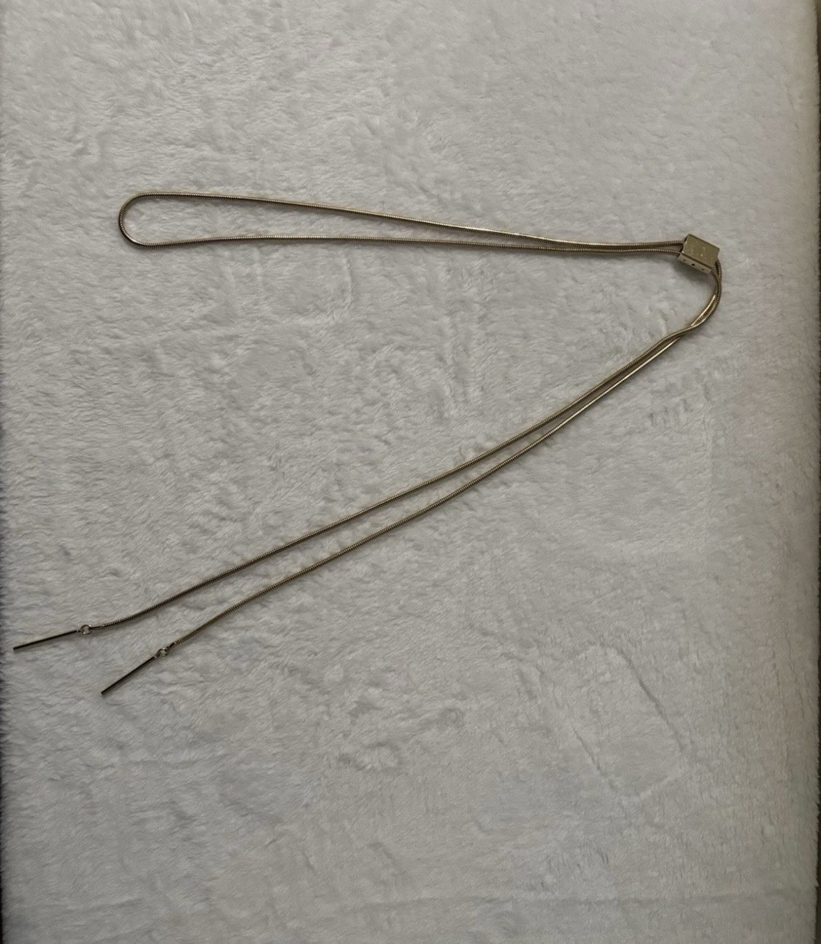 CAROLINE Metal Snake Chain Bolo Necklace Signed No Stone