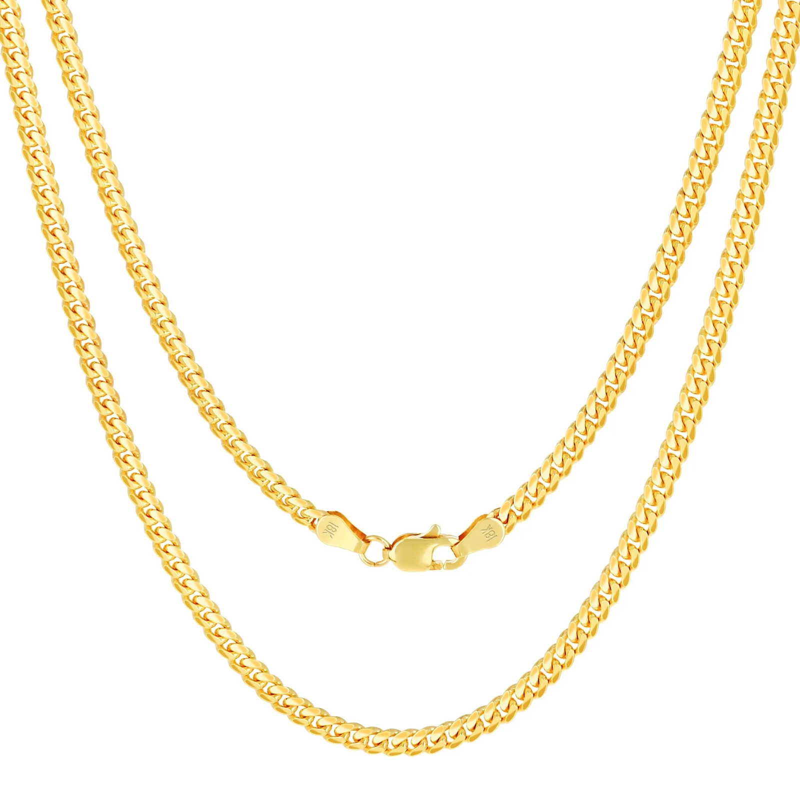 Nuragold 18K Real Yellow Gold Solid Miami Cuban Link 2.7Mm Chain Necklace (16″-3