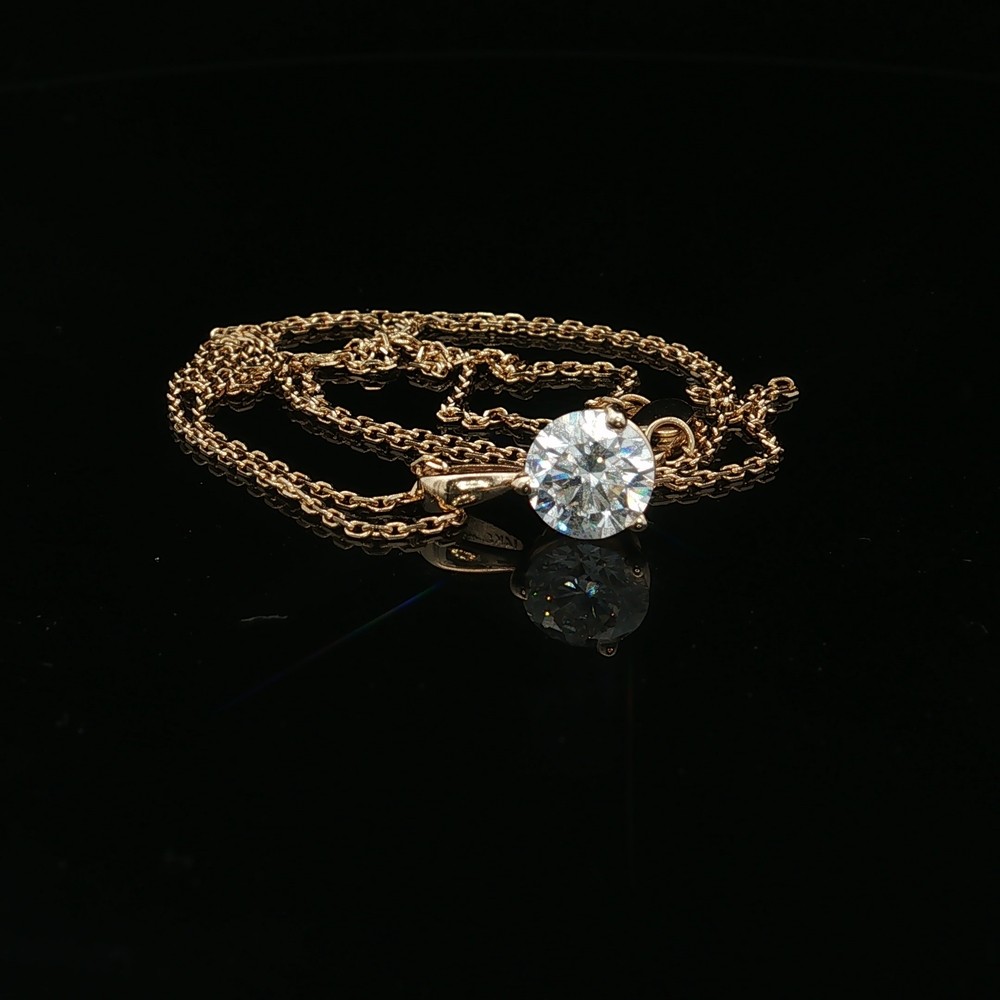 GIA Certified 14k Diamond Solitaire Necklace 1.07ct 18″