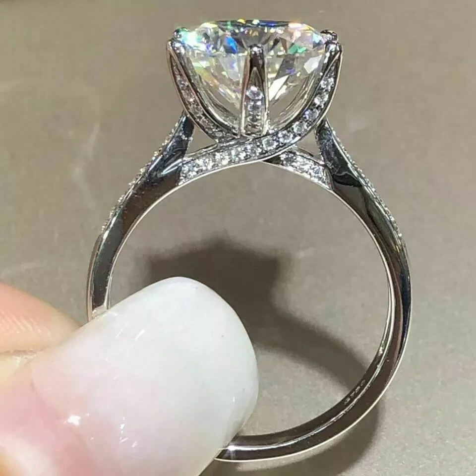 3Ct Round Cut lab created diamond Solitaire Wedding Ring 14K White Gold Finish
