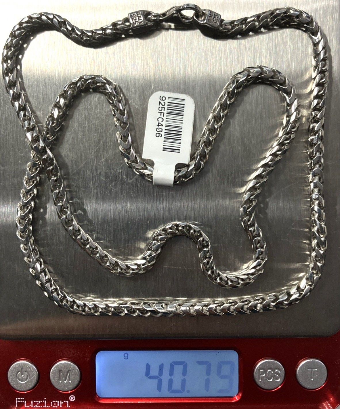925 Sterling Silver Italy Solid Franco Chain Heavy 40.7grams 4mm 24” New w/ Tag