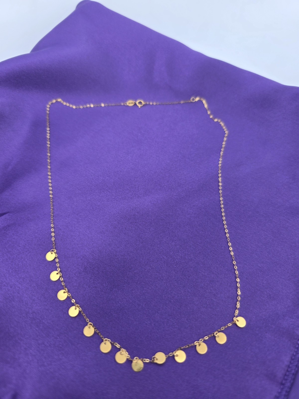 18K Yellow Gold O Chain Necklace Round Sequined Beautiful Stamped Au750