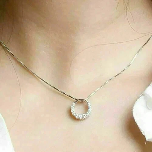 2Ct Round Cut Lab Created Diamond Women’s Circle Pendant 14K Yellow Gold Plated