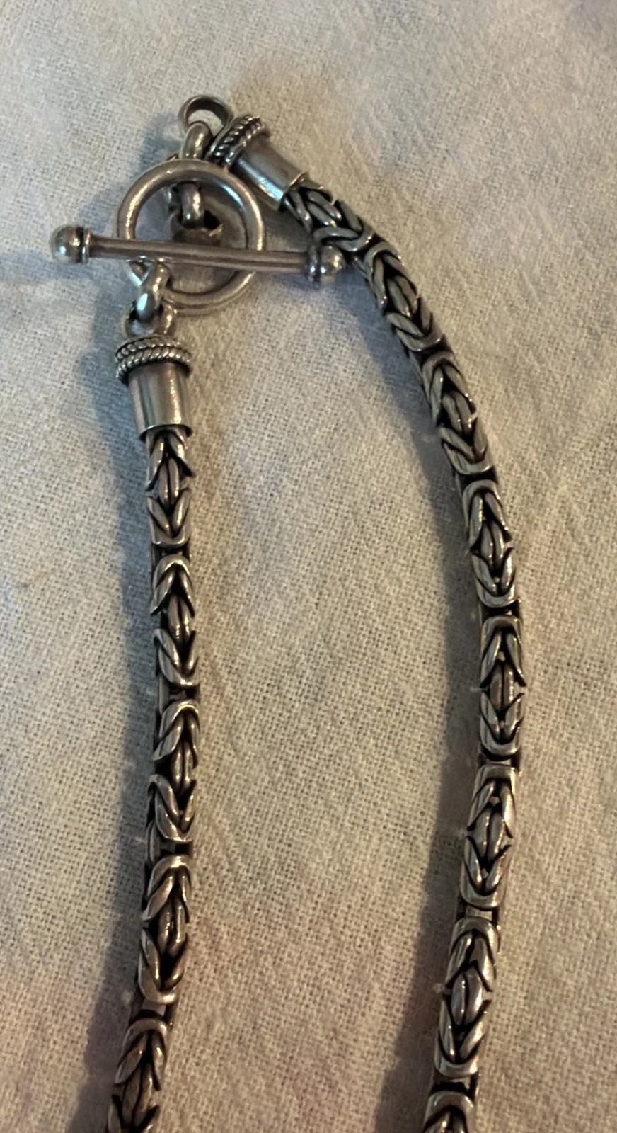 Sterling Silver Byzantine Link 17.5” Necklace 57 Gr Thick