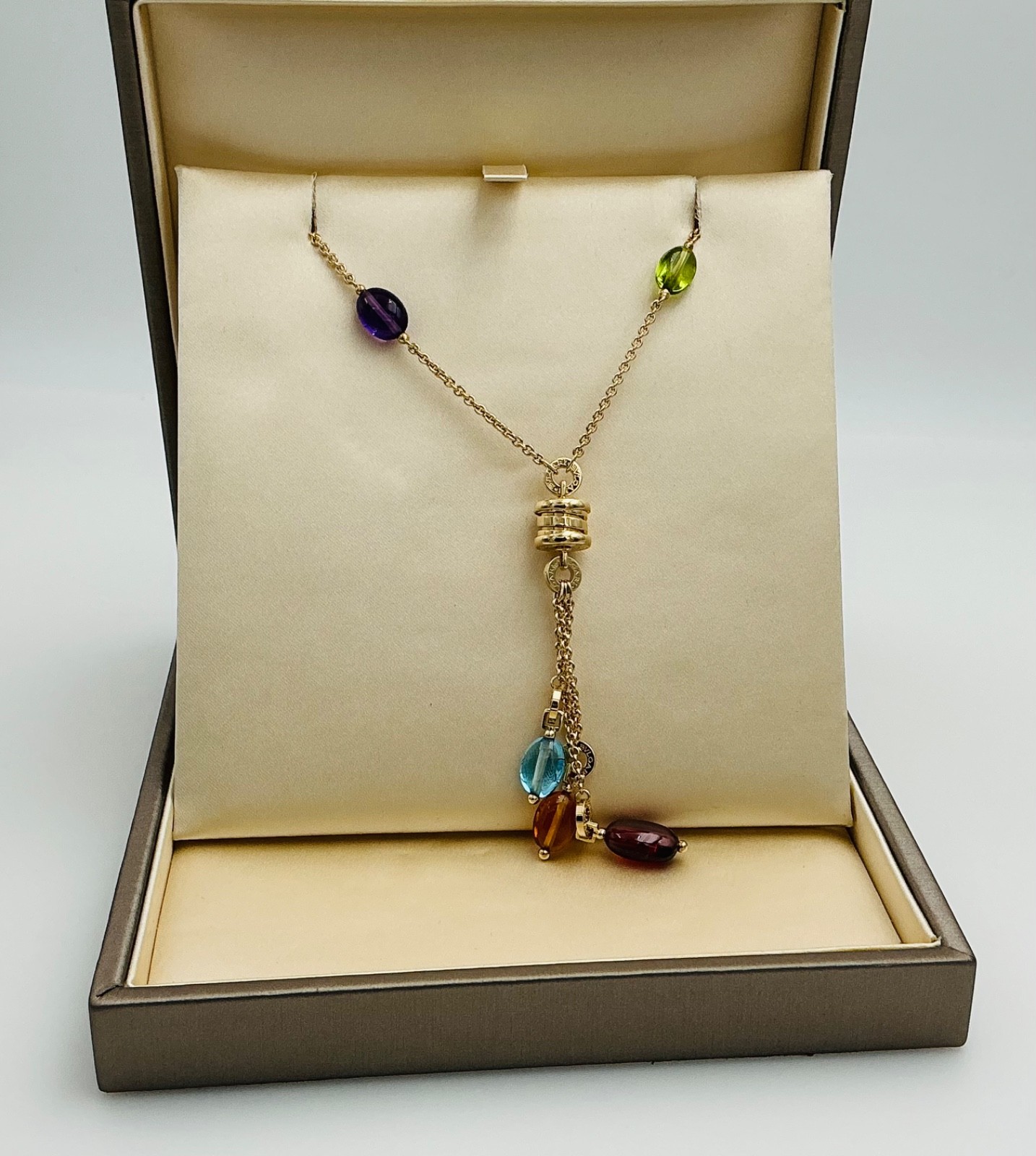 BVLGARI B.ZERO1 18K Yellow Gold Element Multistone Multi Necklace & Box Bulgari