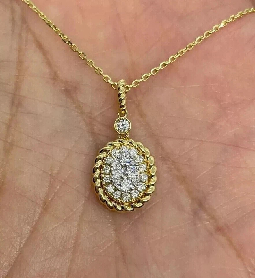 1.50 CT VVS1 Moissanite Cluster Pretty Charm Pendant 14k Two Tone Gold Plated