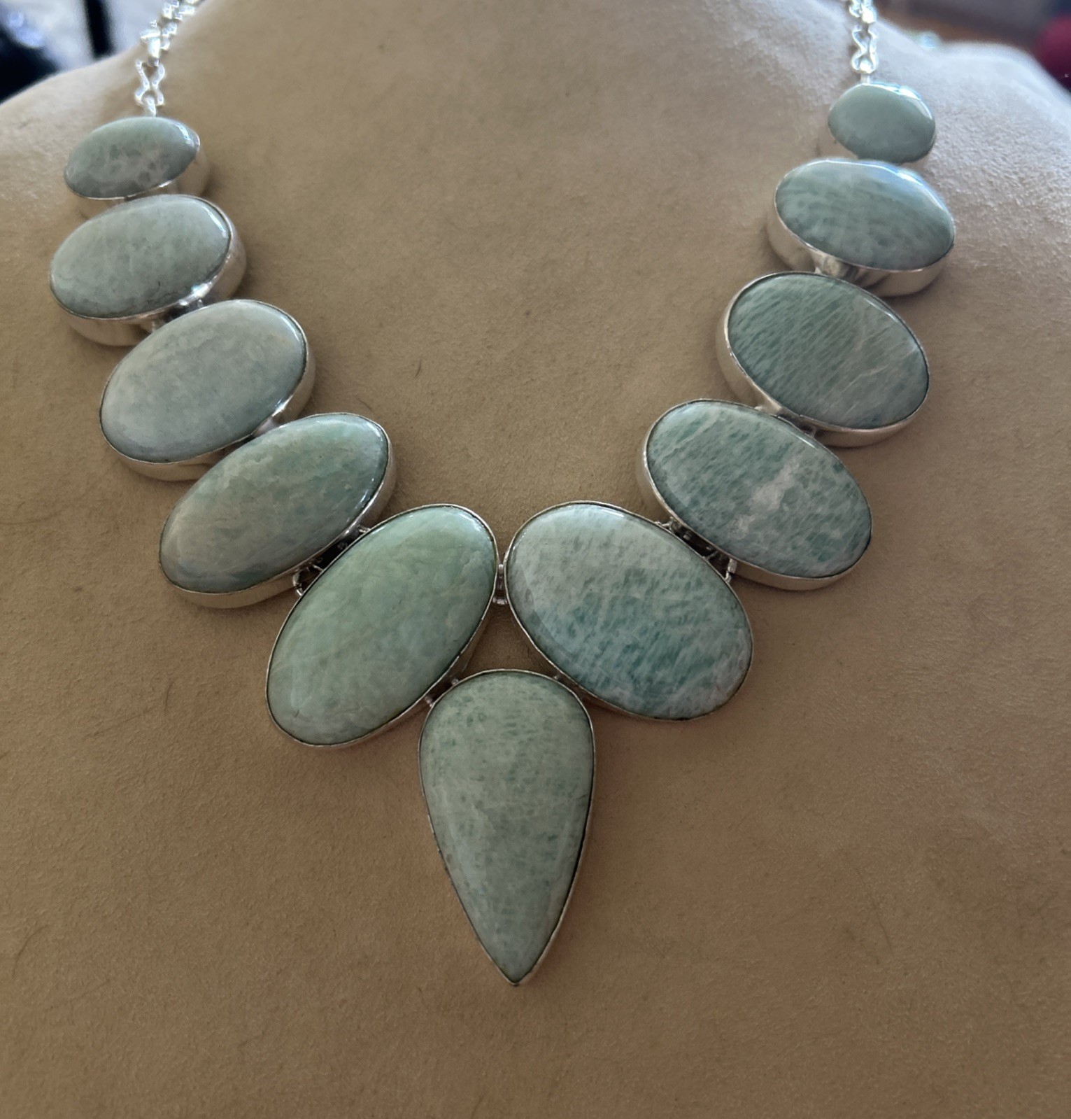 Sterling silver Amazonite 18 inch gemstone necklace