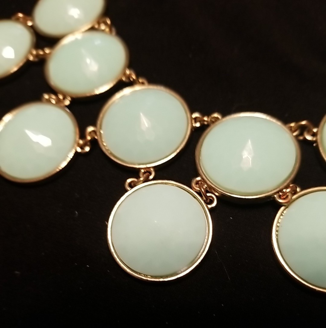 Amazonite Colored, Reverable, 21″ Adjustable Statement Station Necklace Unsigned