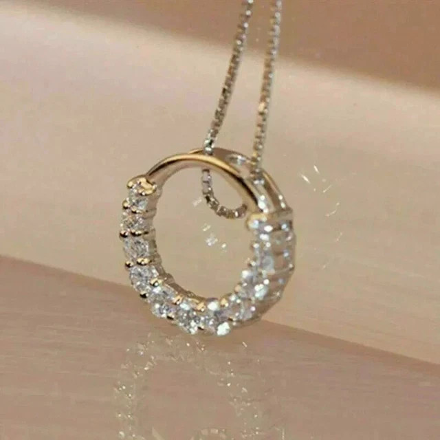 2Ct Round Cut Lab Created Diamond Women’s Circle Pendant 14K Yellow Gold Plated