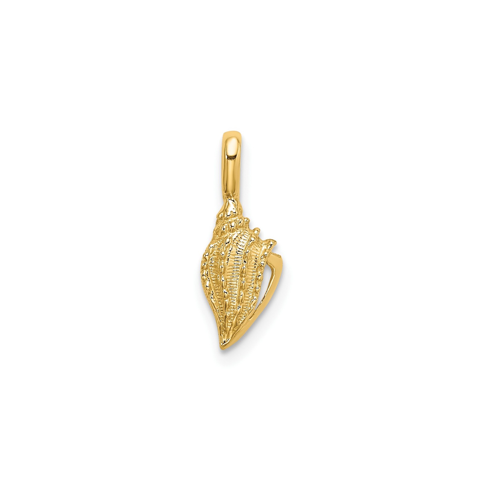 10k Yellow Gold Conch Shell Pendant Ocean-Inspired Nautical Sea Life Charm