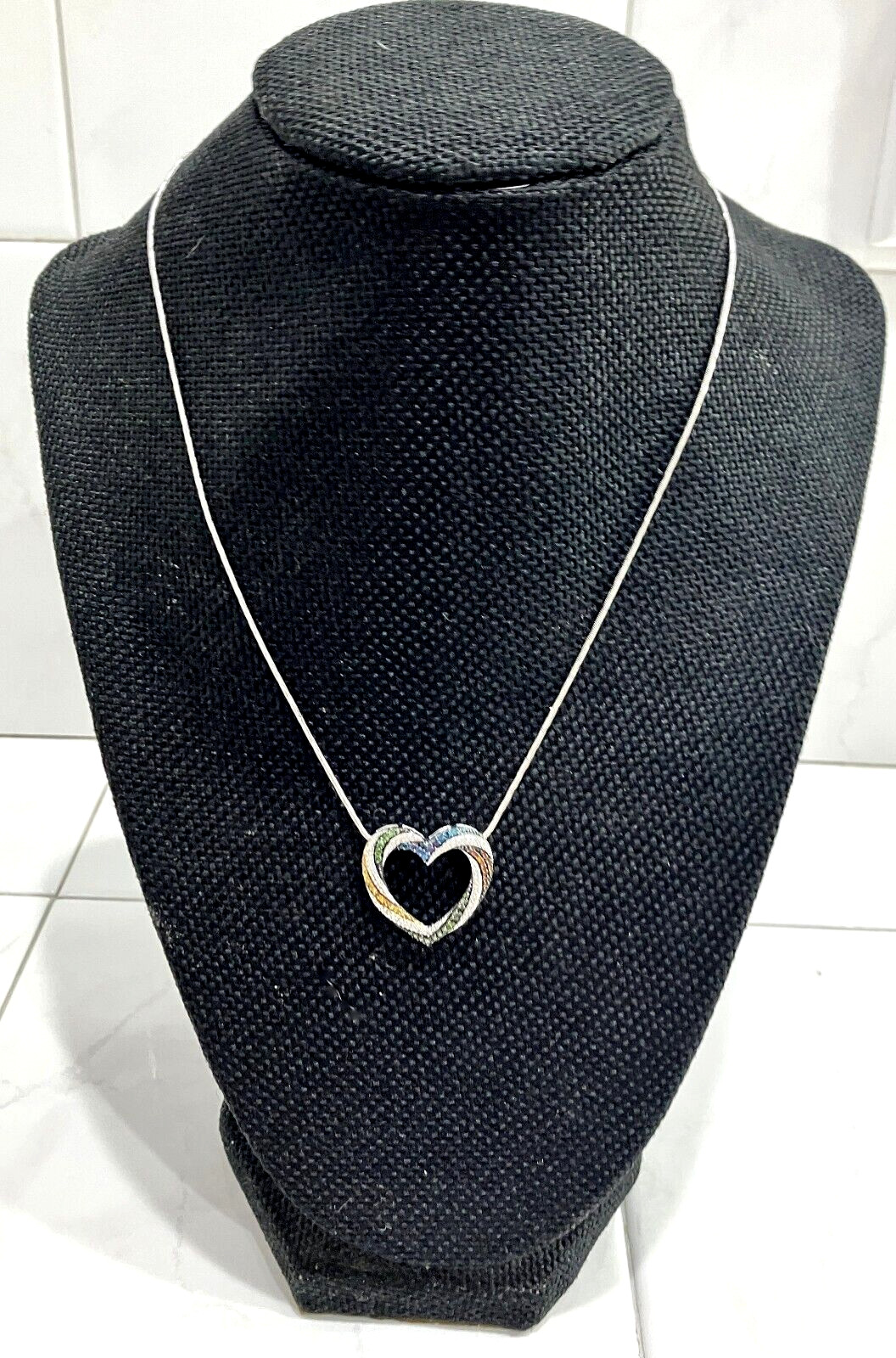 14KTW/SS Green, Blue, Cognac, Yellow & White Diamond Pendant .75 Carats NWOT