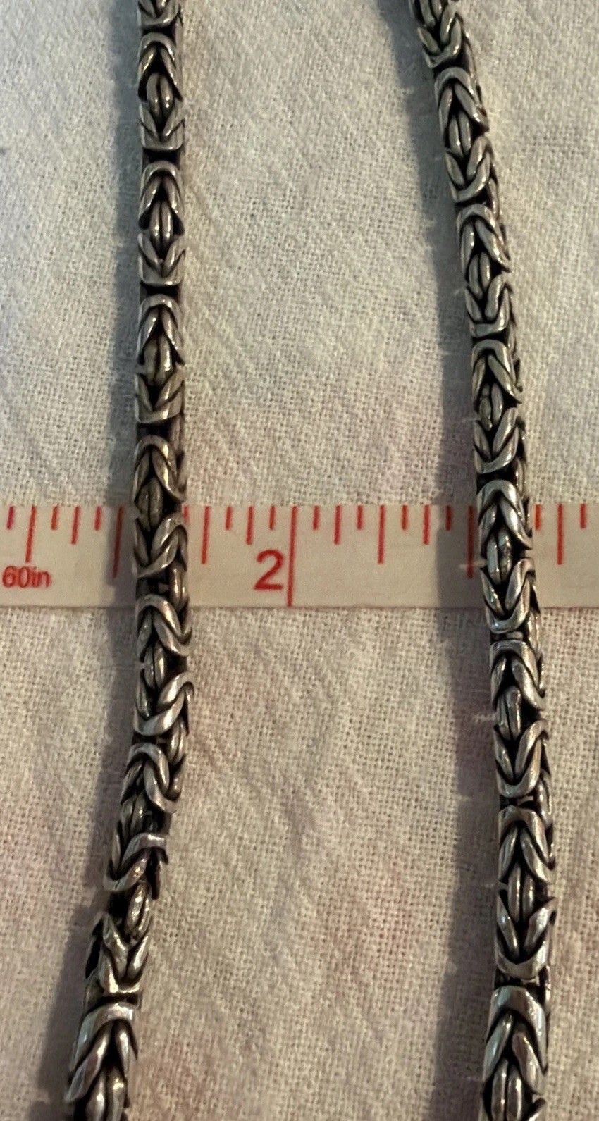 Sterling Silver Byzantine Link 17.5” Necklace 57 Gr Thick