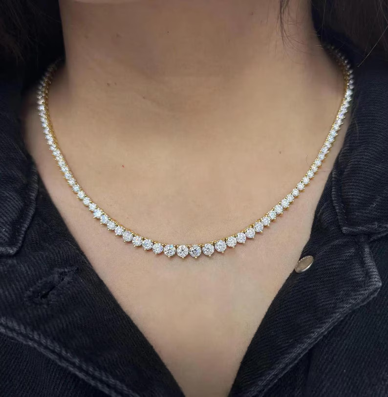 10Ctw Round Cut Lab Created Diamond Tennis Necklace 14k White Gold Plated