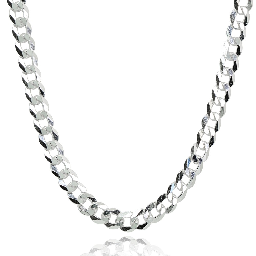 Sterling Silver Italian 5mm Diamond-Cut Cuban Curb Link Chain Necklace 30 Inches