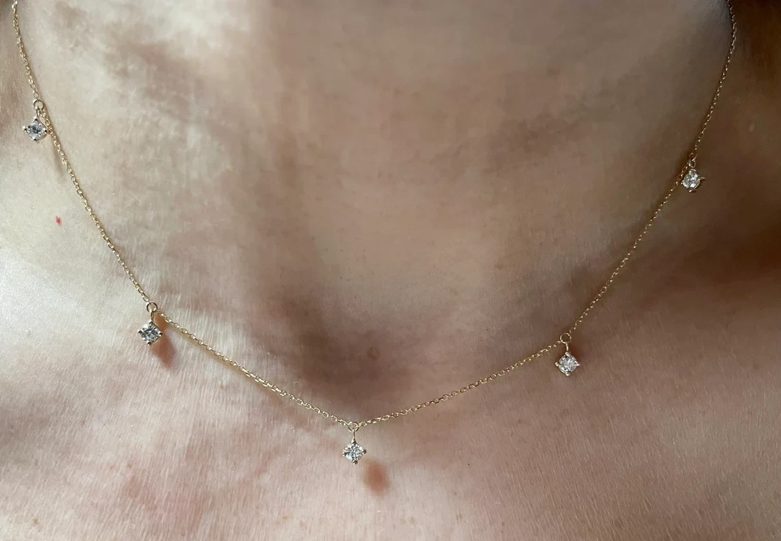 Best Seller ! Necklace For Bridal Round Natural Diamond GH – SI 14k Yellow Gold