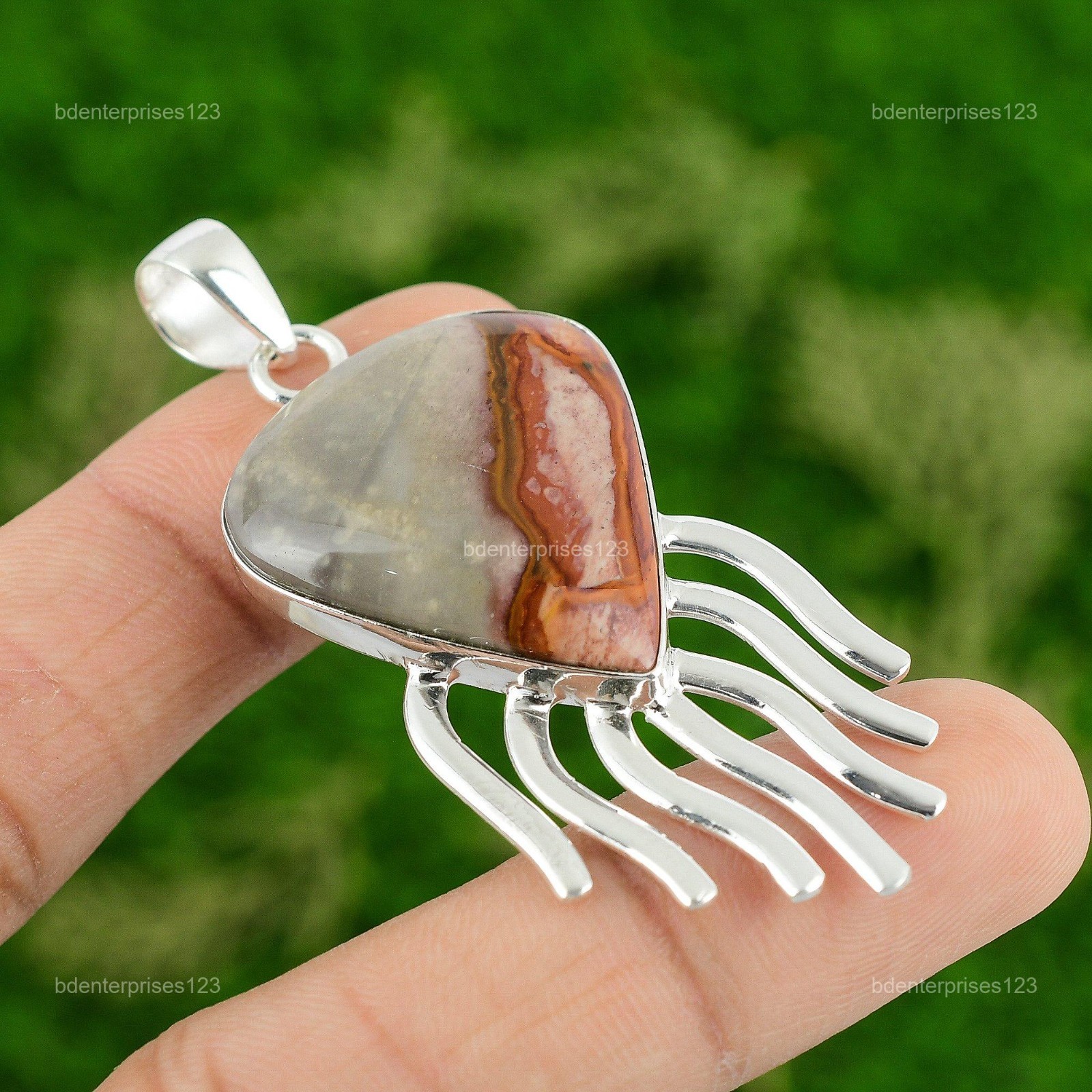 Daughters Day Sale Natural Polychrome Jasper New Pendant Jewelry Sterling Silver