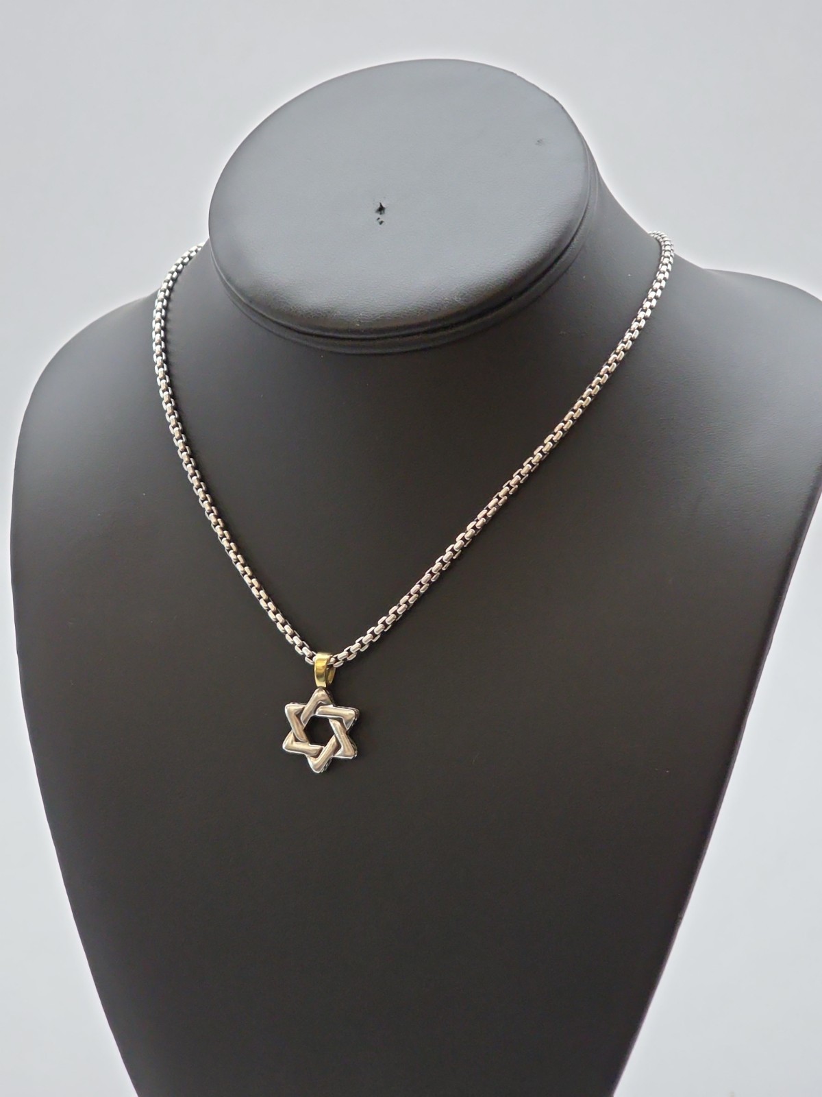 David Yurman Star of David Sterling Silver 925 And 18K Gold Pendant Necklace