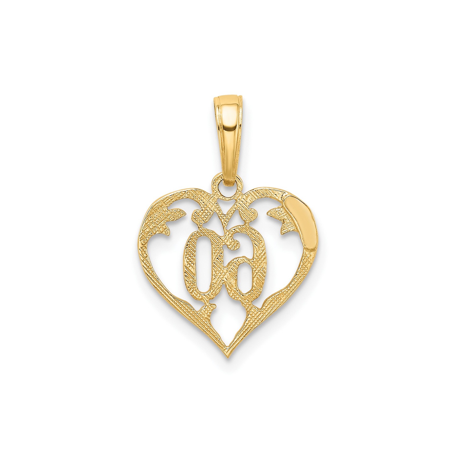 10k Yellow Gold Heart Pendant with 60 Floral Scrollwork for Anniversary Birthday