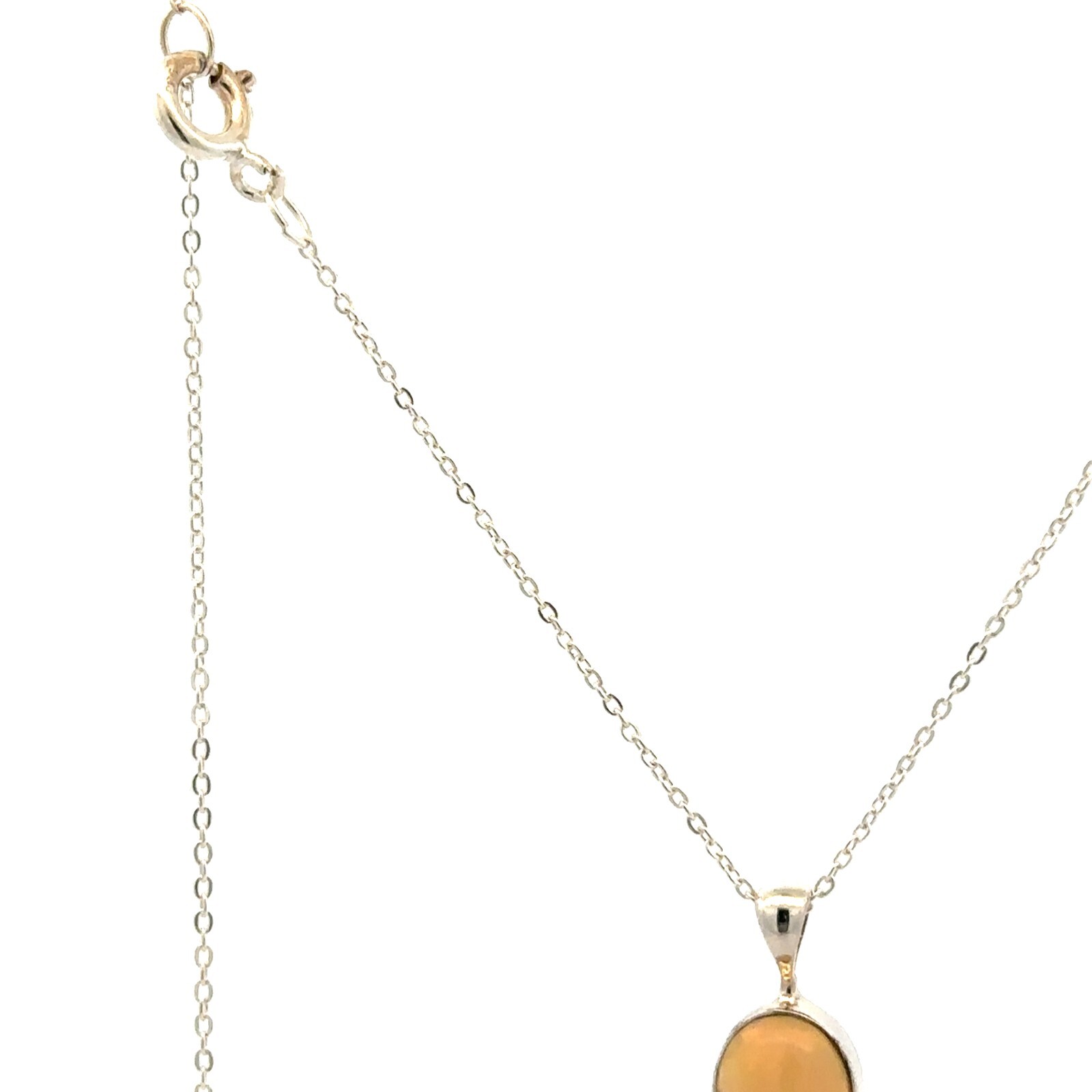 Sterling Silver Ethiopian Opal Necklace (1/4 x 1/2 Inch) With 16+2 Inch Chain