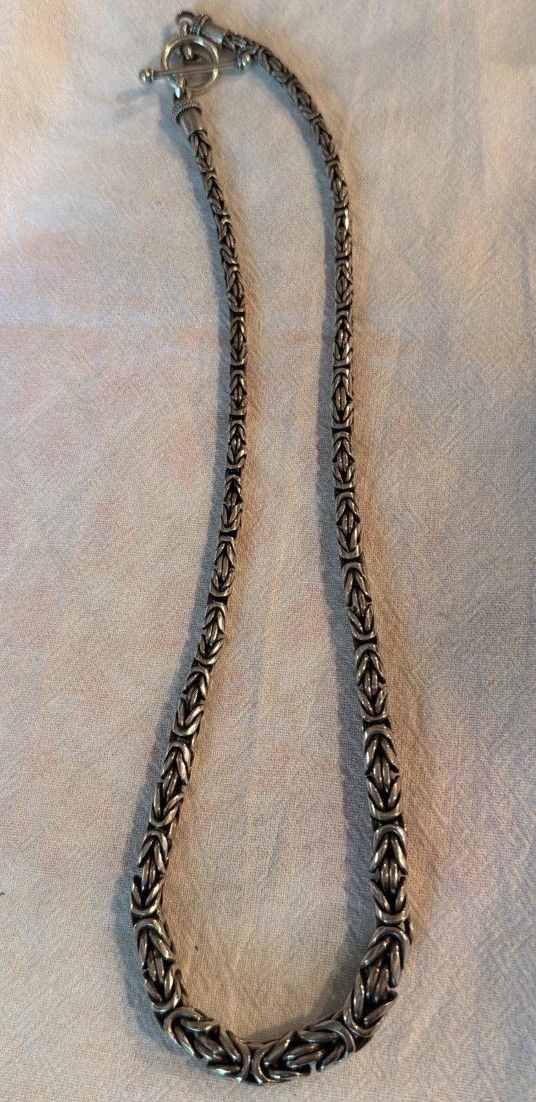 Sterling Silver Byzantine Link 17.5” Necklace 57 Gr Thick