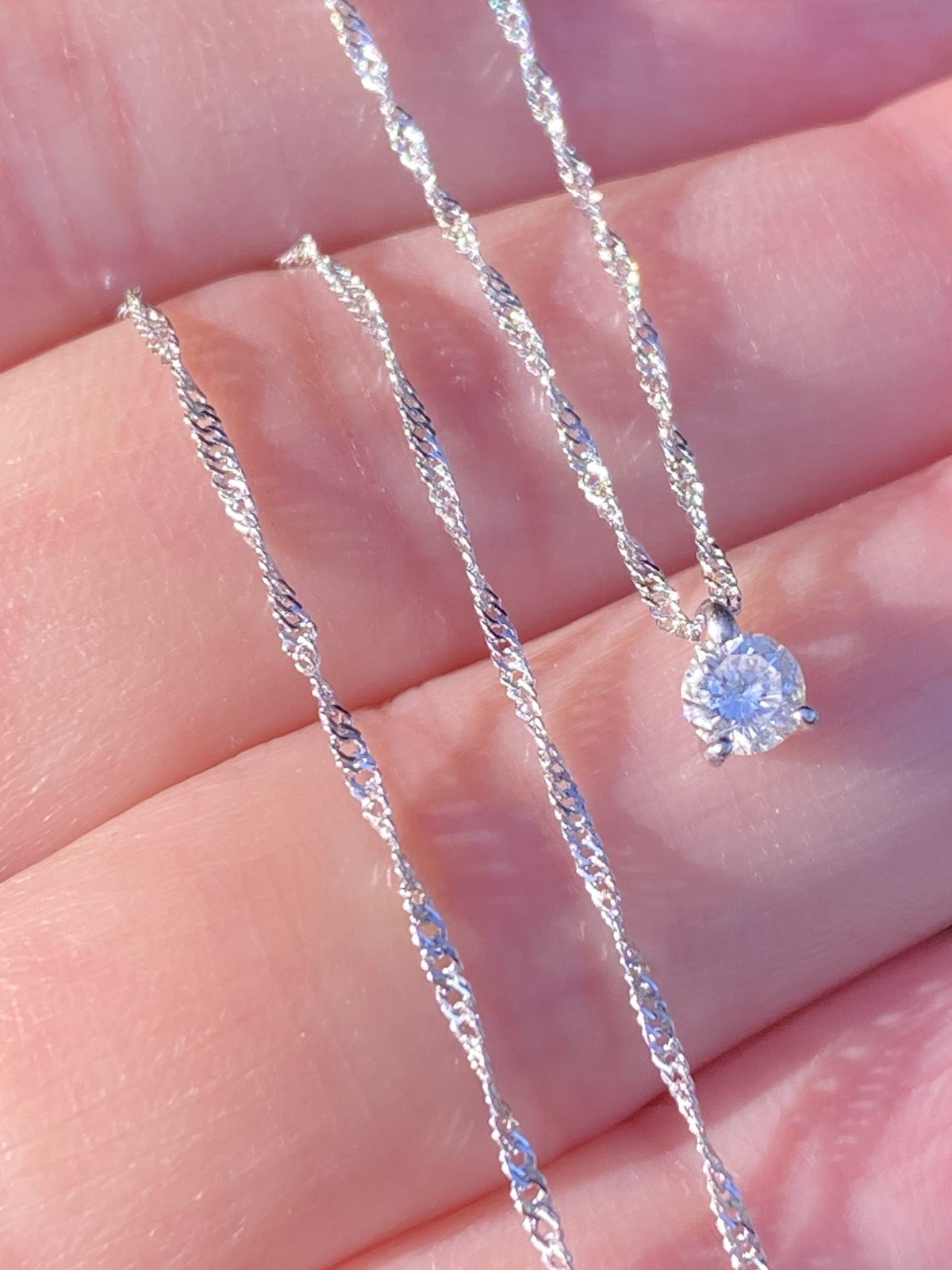 Platinum 0.20CT 100% Natural Quality White Diamond Pendant Necklace