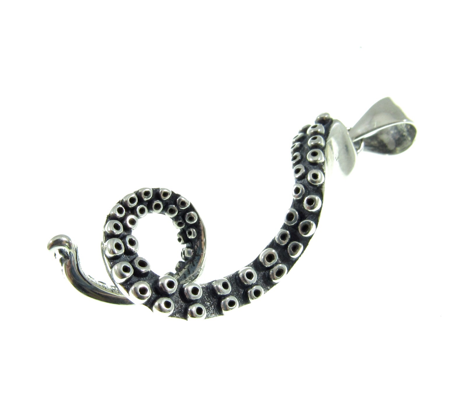 Handcrafted Solid 925 Sterling Silver 3D Octopus / Mollusk Tentacle Pendant