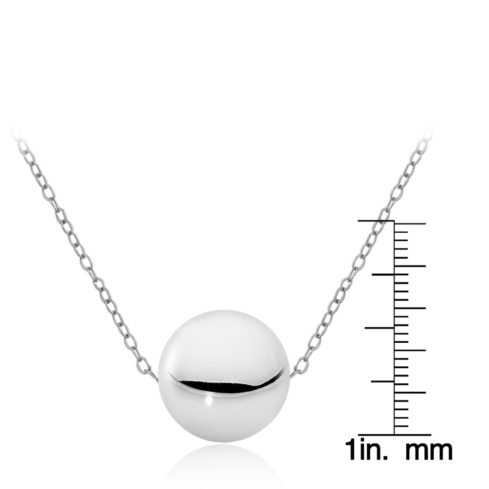Sterling Silver 10mm Polished Ball Bead Necklace