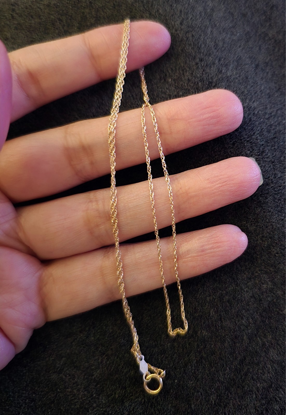 Solid 14k YG 1mm 1gr fine rope link chain