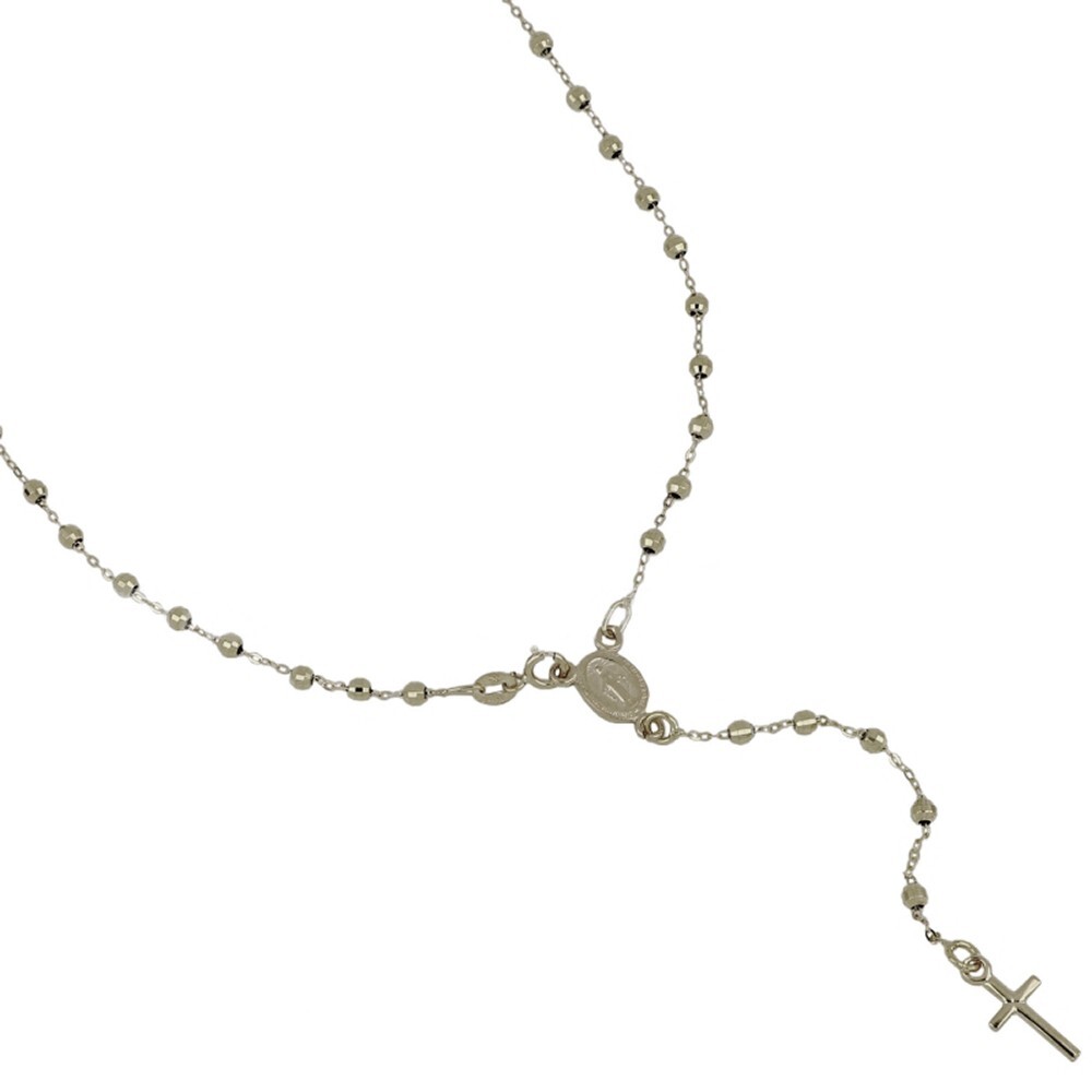 18Kt 750/1000 Gold Rosary With Madonna And Faceted Spheres Unisex