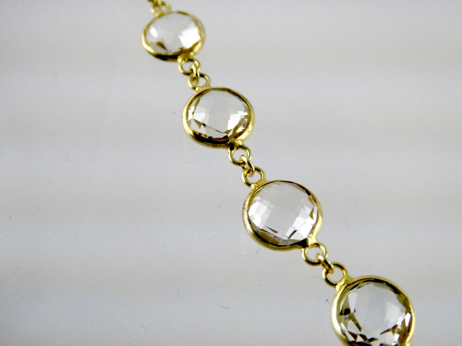 Designer A Gilt Sterling Silver Faceted White Topaz Link Chain Necklace 925 19In