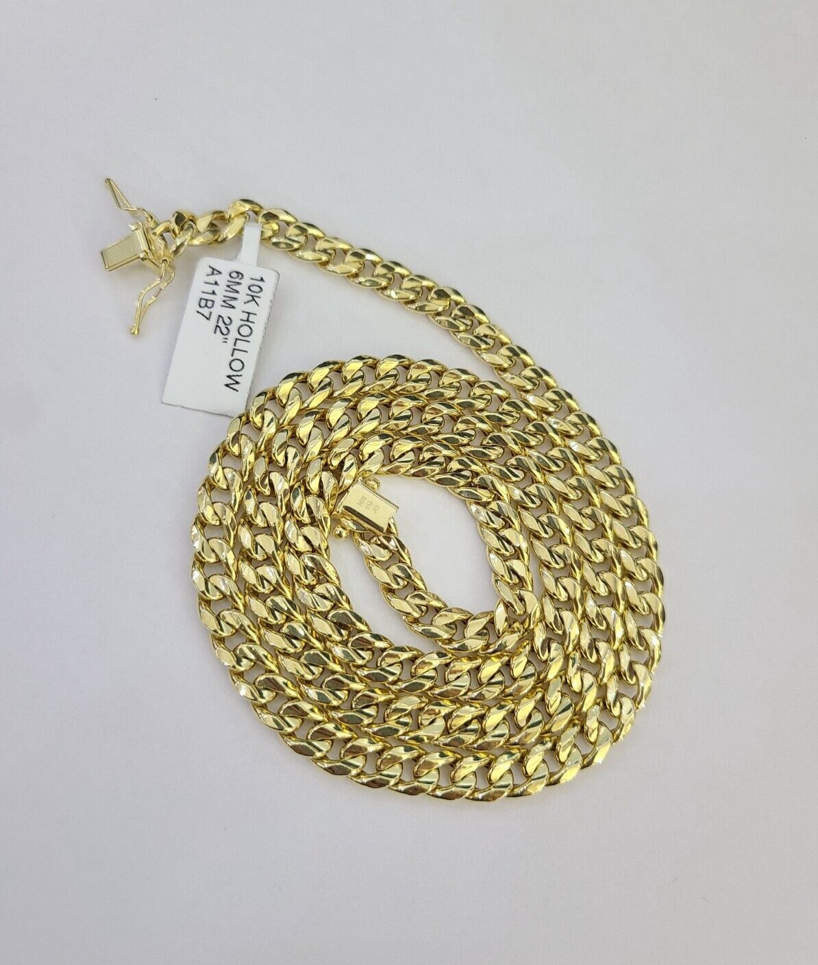 Real 10k Hollow Miami Cuban Link Chain Yellow Gold 6mm Necklace 22 Inch Genuine