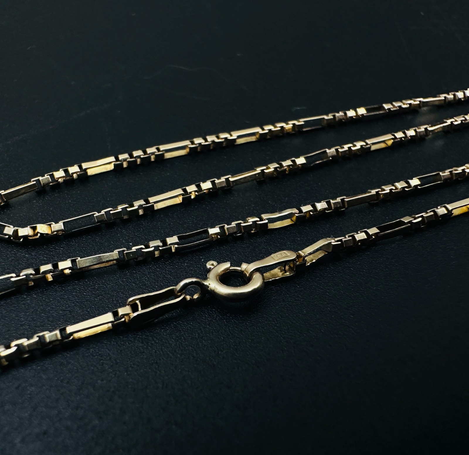 Solid 14K Yellow Gold Figaro Box Link Hybrid Chain Necklace 1.4mm, 24 1/2″, 5.6g