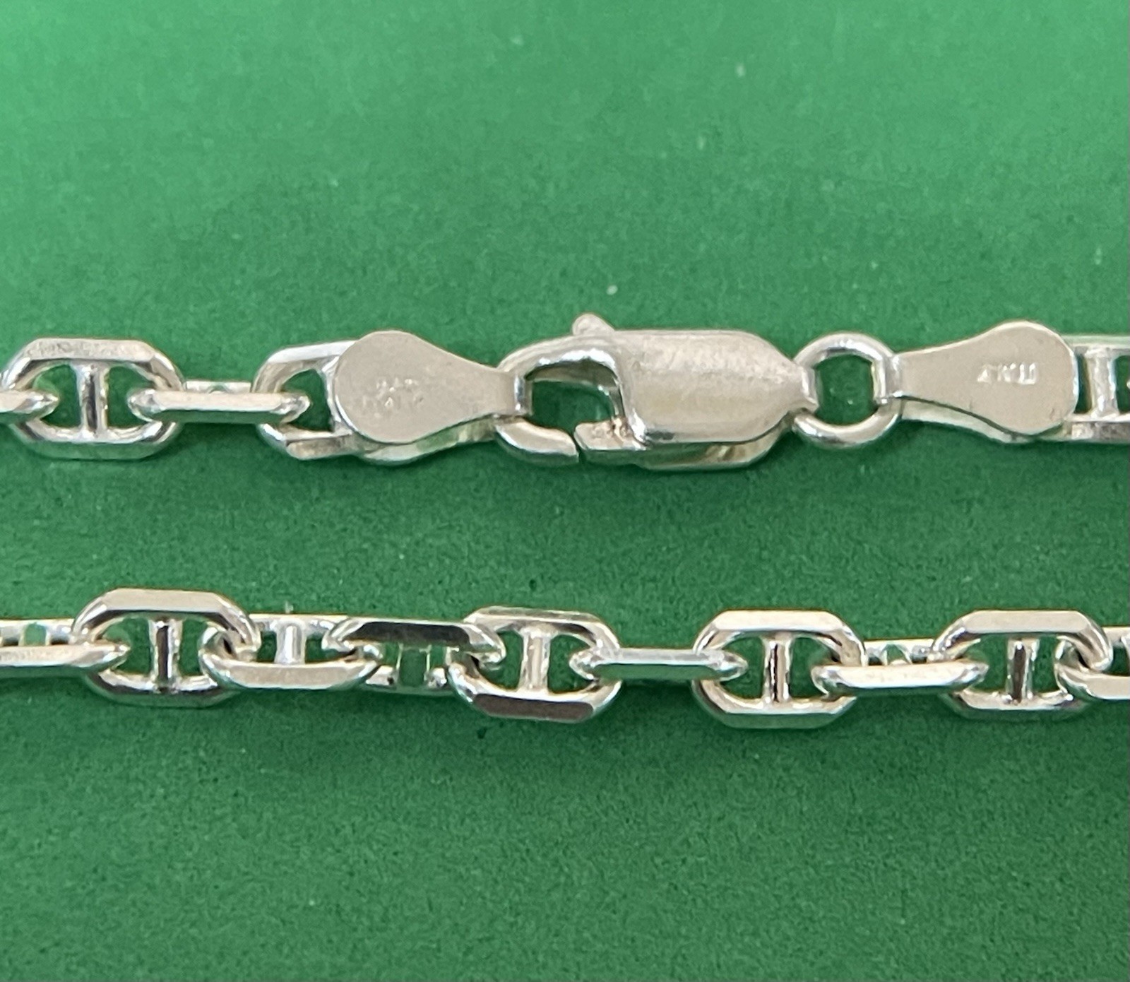 18” 4mm Italian Anchor Mariner Sterling Silver .925 Chain Necklace 14.7 Grams