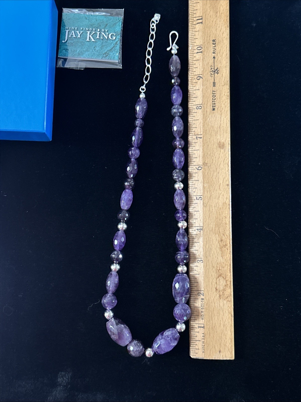 Jay King Mine Finds DTR Sterling Silver Purple Amethyst Necklace 20”-22 NIB