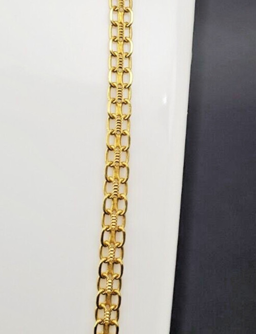 14k Solid Gold Fancy Link Style Beautiful Classic Design 24 Inch Long Chain