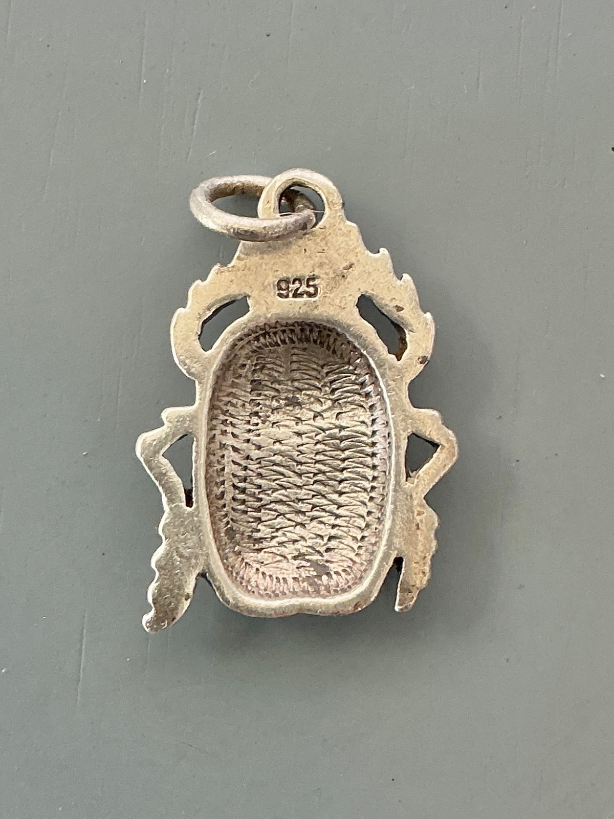 Egyptian Scarab Stamped 925 Sterling Silver Pendant