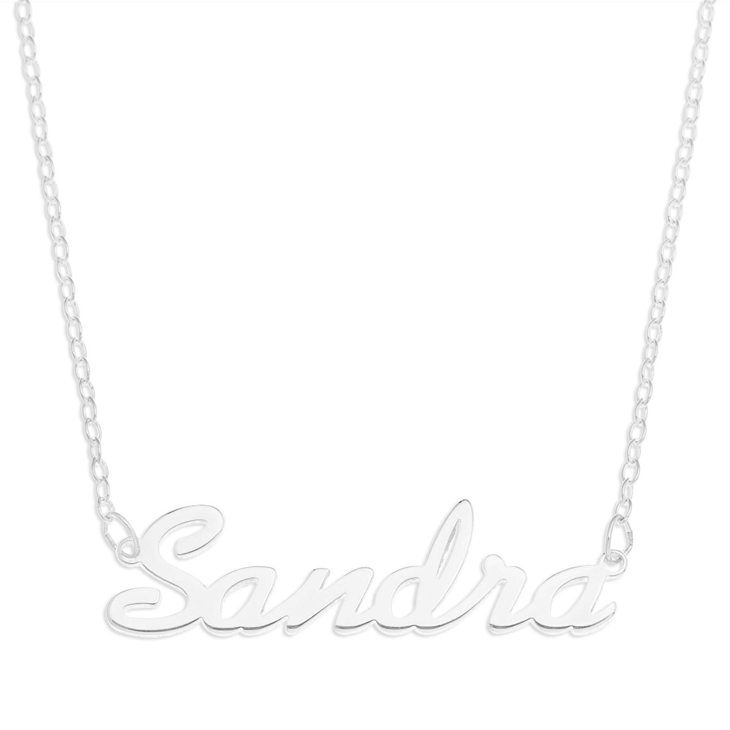 Sandra Name Plate Necklace Pendent Sterling Silver female Personalized Custom