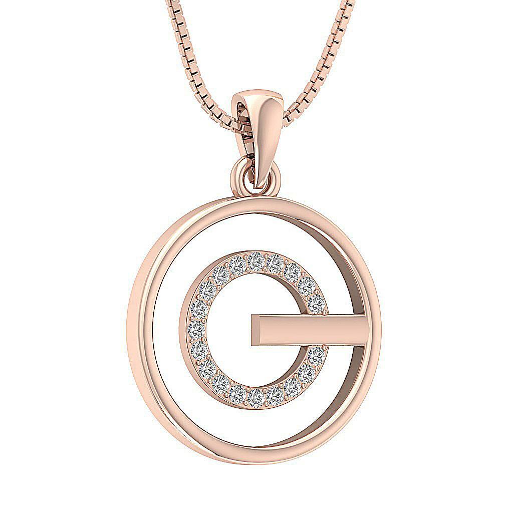 SI1 G 0.35Ct Genuine Diamond Circle Pendant Necklace Prong Set Rose Gold 1.0Inch