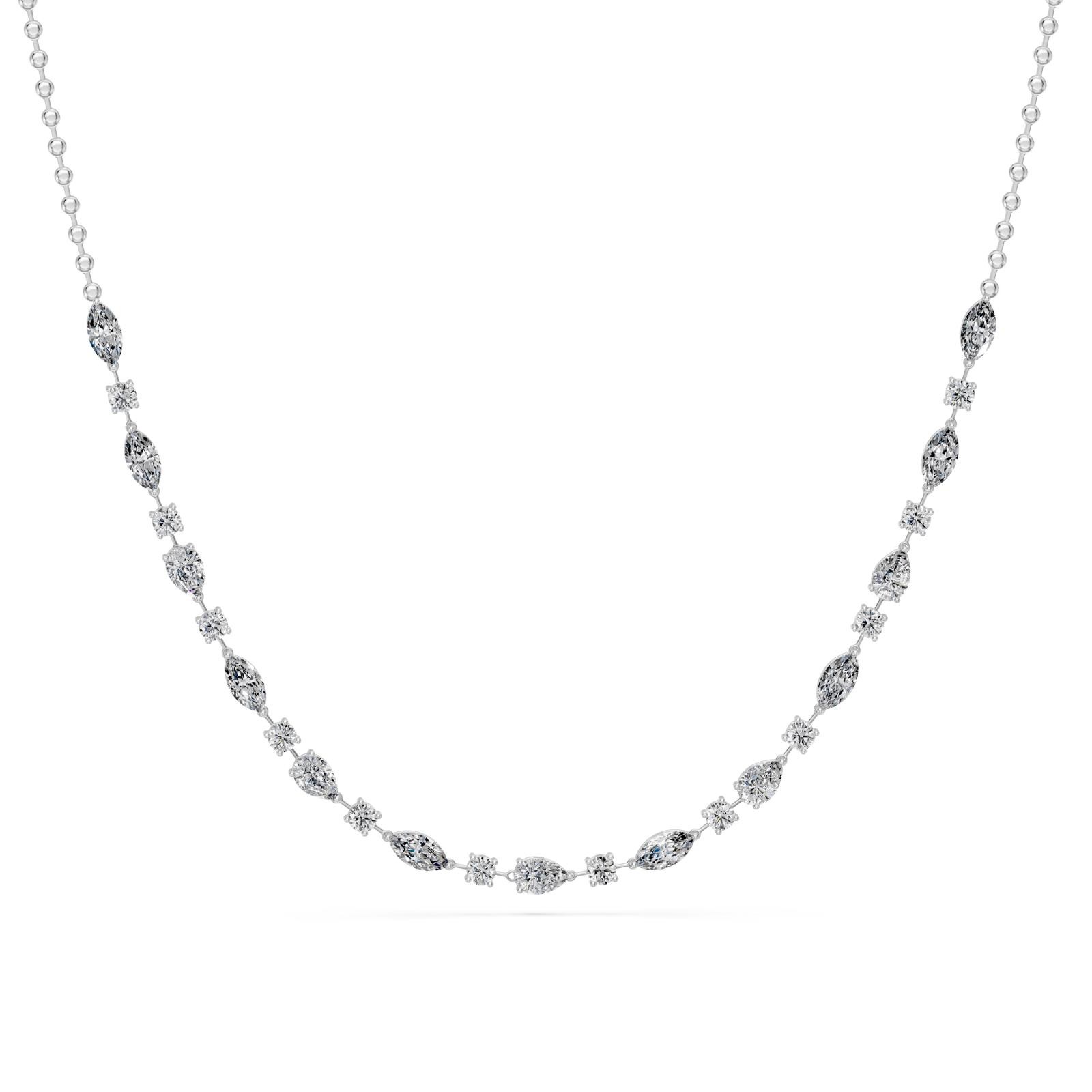 5 Ct Marquise Pear Round Cut Diamond Chain Necklace VS1 D-F White Gold 14k