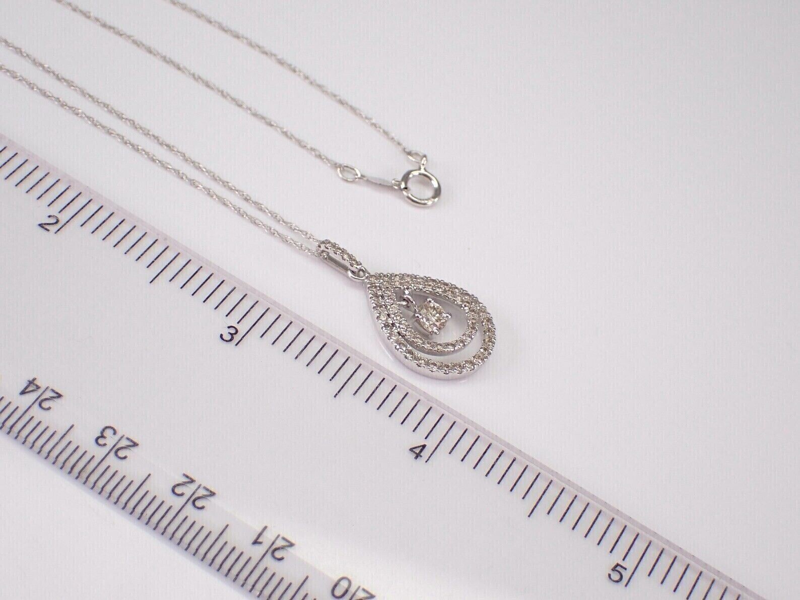 1.00Ct Round Cut Lab Created Teardrop Pendant Necklace 14K White Gold Plated