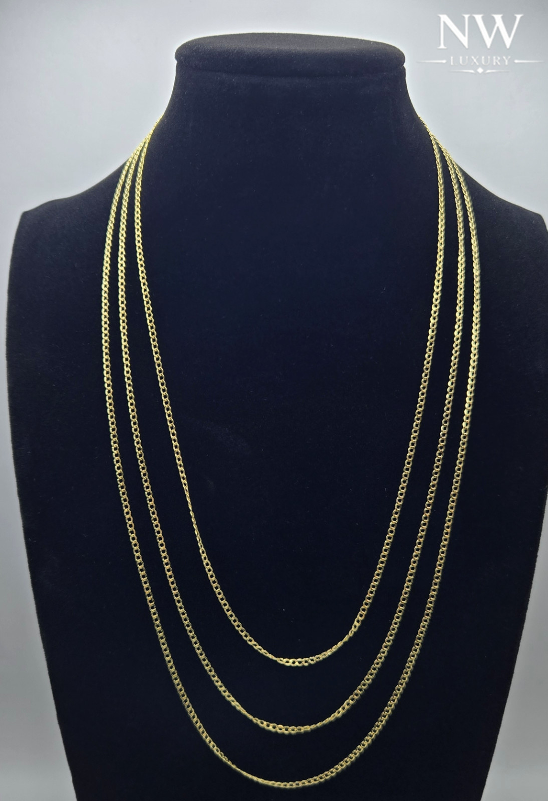 Solid 10K Yellow Gold Cuban Link 2mm Necklaces, 20″ 22″ 24″, Italy