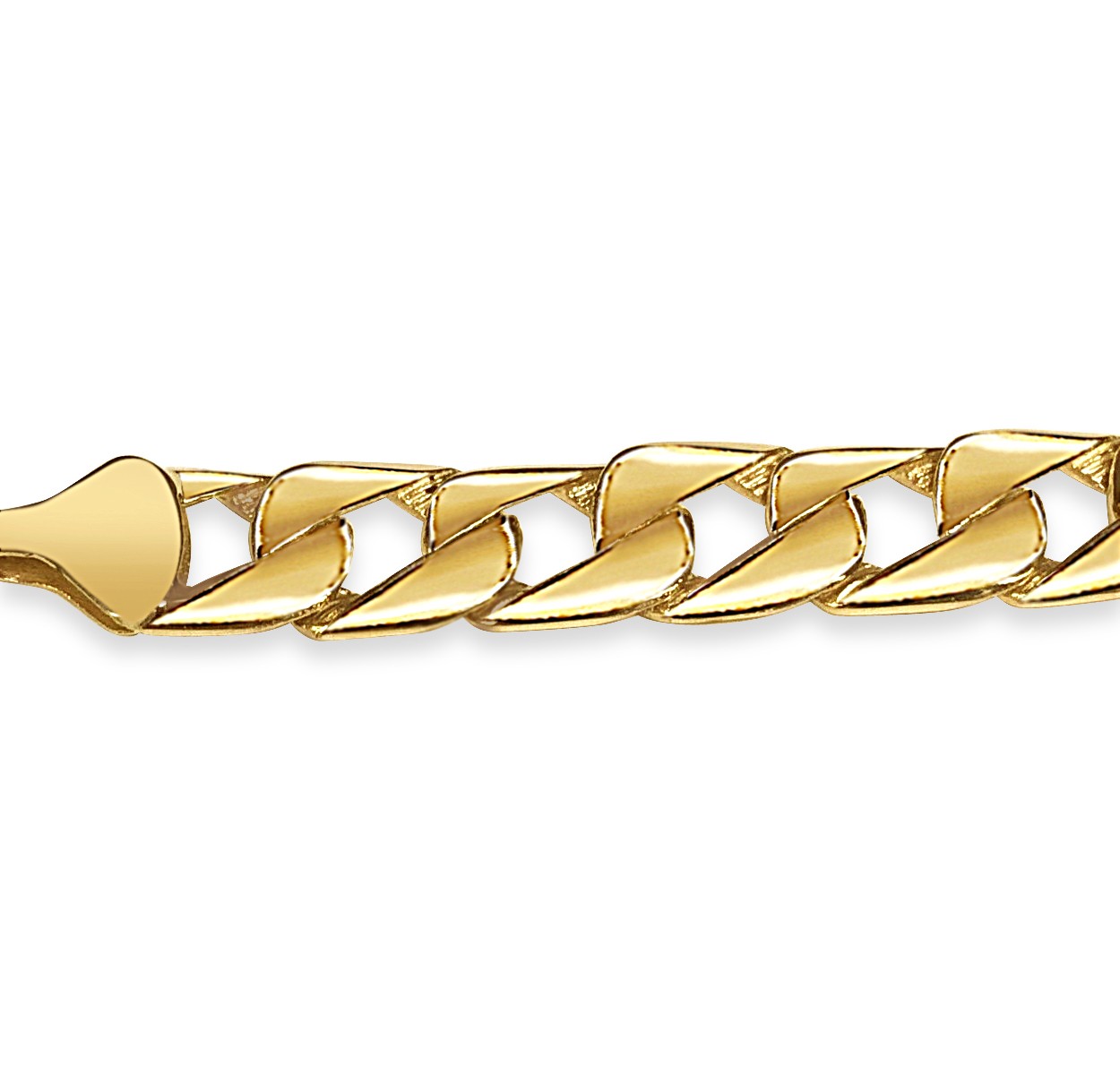 10k Solid Yellow Gold Handmade 13mm Curb Link Necklace, 30″