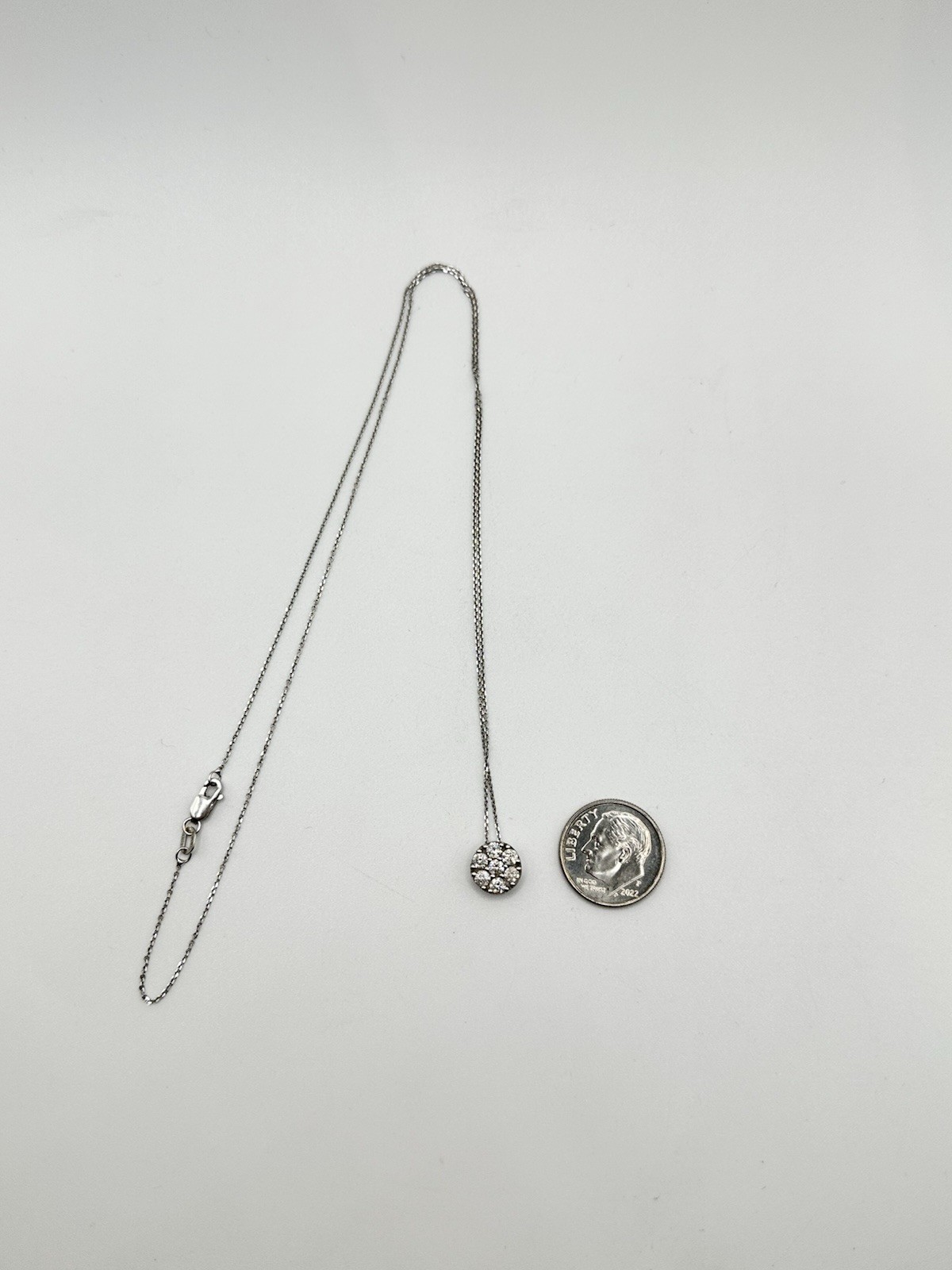 .33ctw Natural Diamond Round Cluster 8mm Pendant Necklace 14k White Gold 20”