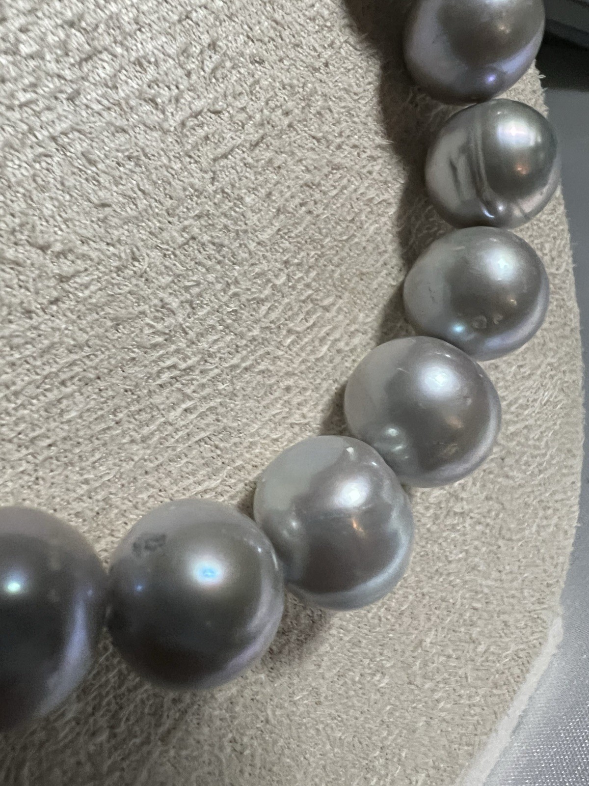 Heavy 100g Vintage OP Grey Pearl Strand Necklace Knotted Sterling Silver 925