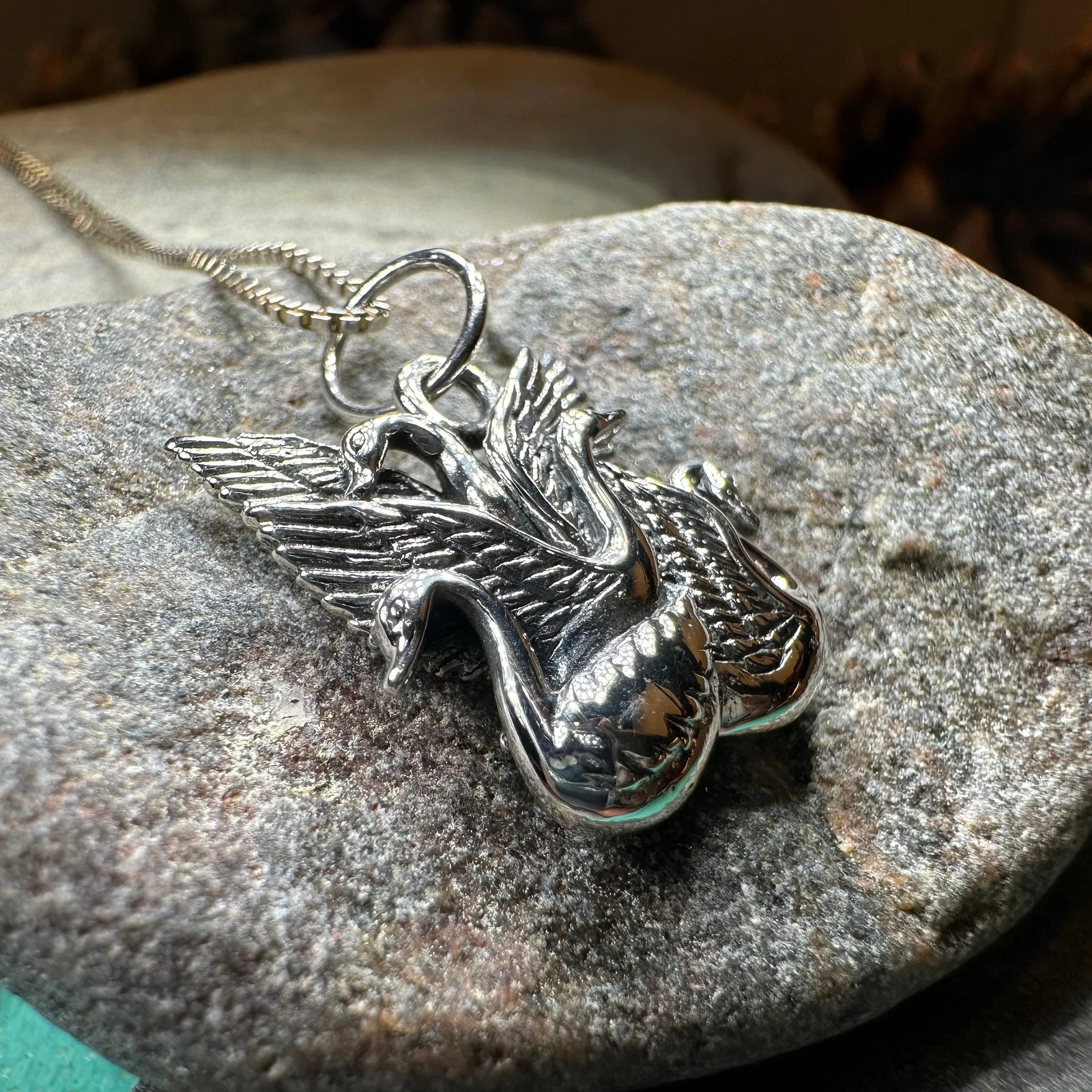 Irish Children of Lir Swan Necklace in Sterling Silver 925 Ladies Bird Pendant