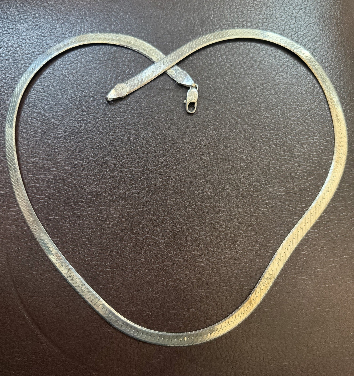 925 sterling silver herringbone necklace made in Italy measures 24 Inches Long
